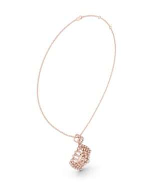 Geometric Multi-Cut Cluster Drop Pendant in 18K Rose Gold by Diora Jewels