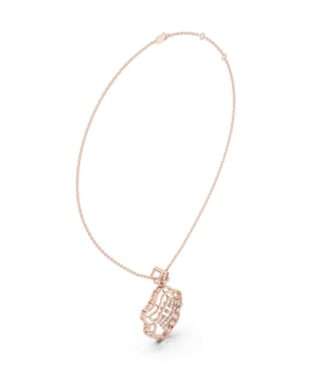 Intricate Geometric Lattice Diamond Drop Pendant in 18K Rose Gold by Diora Jewels
