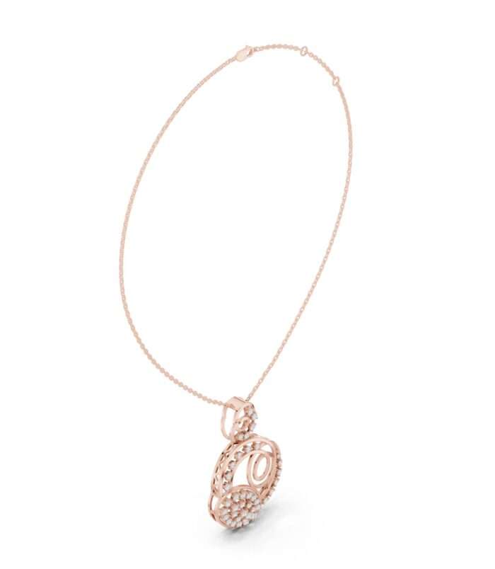 Ornate Rose Gold Diamond Swirl Pendant Necklace by Diora Jewels