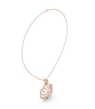 Marquise Diamond Floral Cluster Pendant Necklace in Rose Gold.