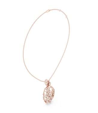 Rose Gold Diamond Filigree Mesh Pendant Necklace