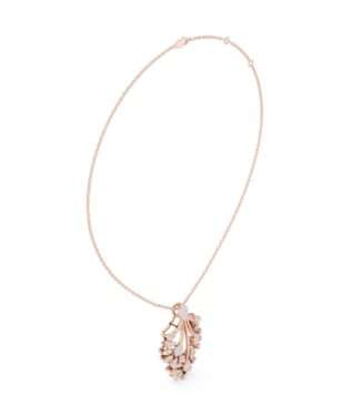 Rose Gold Diamond Plume or Cascade Pendant Necklace