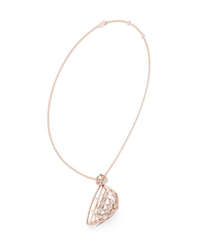 Celeste Openwork Diamond Pendant Necklace in rose gold with openwork diamond detailing