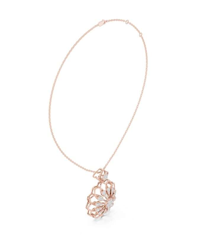 Petal Bloom diamond pendant necklace featuring a floral-inspired design with sparkling diamonds.