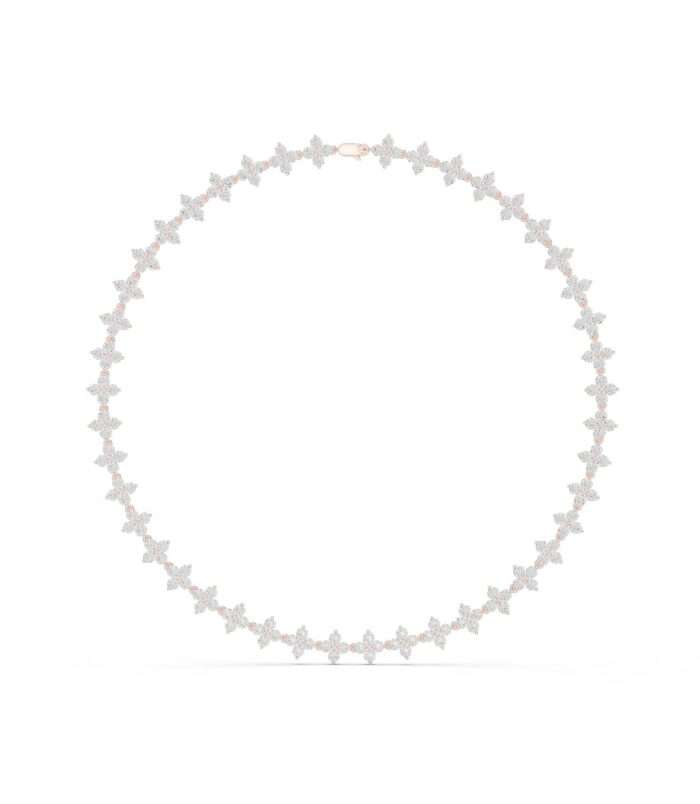 Diamond Flower Motif Eternity Choker in Rose Gold with marquise and pear-cut diamonds