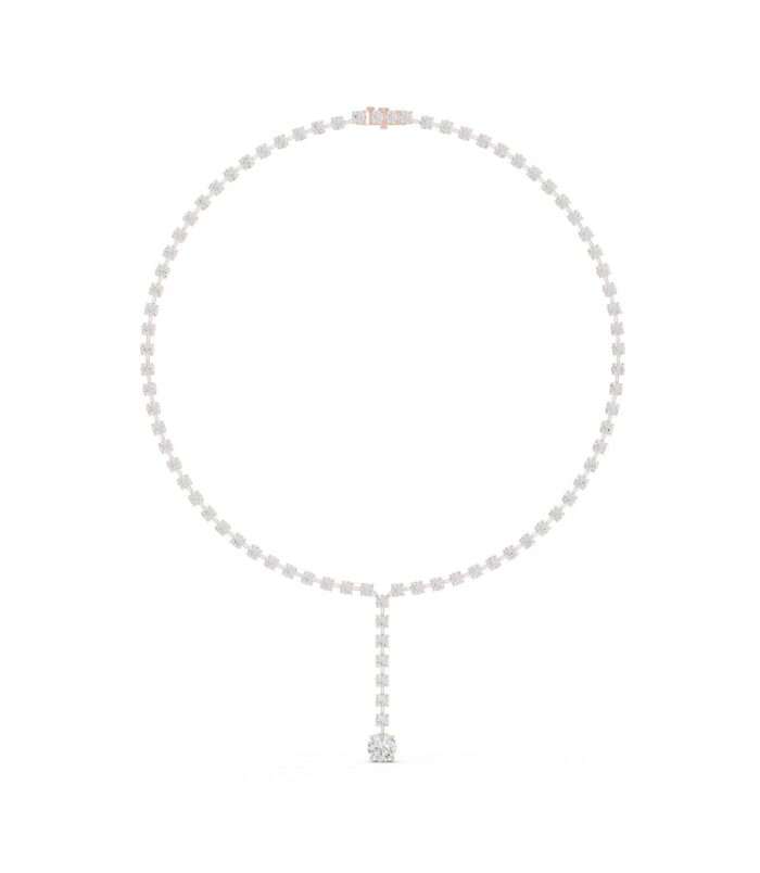 Geometric Cluster Diamond Y-Drop Choker in Rose Gold by Diora Jewels.