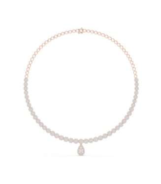 Grand Cluster Halo Pear Drop Riviera Choker in 18K Rose Gold by Diora Jewels.