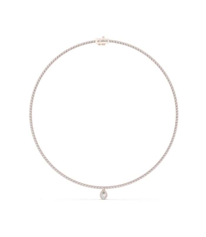 Round Diamond Riviera Necklace in Rose Gold by Diora Jewels