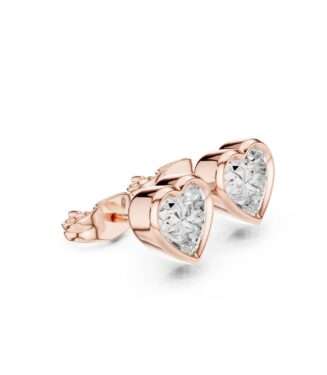Heart Cut Bezel Set Diamond Stud Earrings