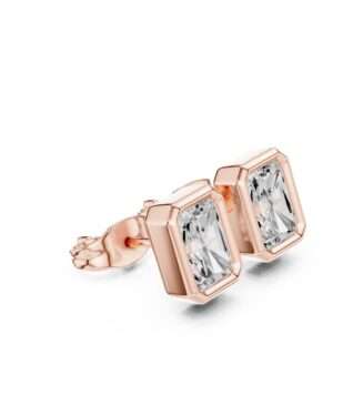 Radiant Cut Bezel Set Diamond Stud Earrings in 18K Rose Gold
