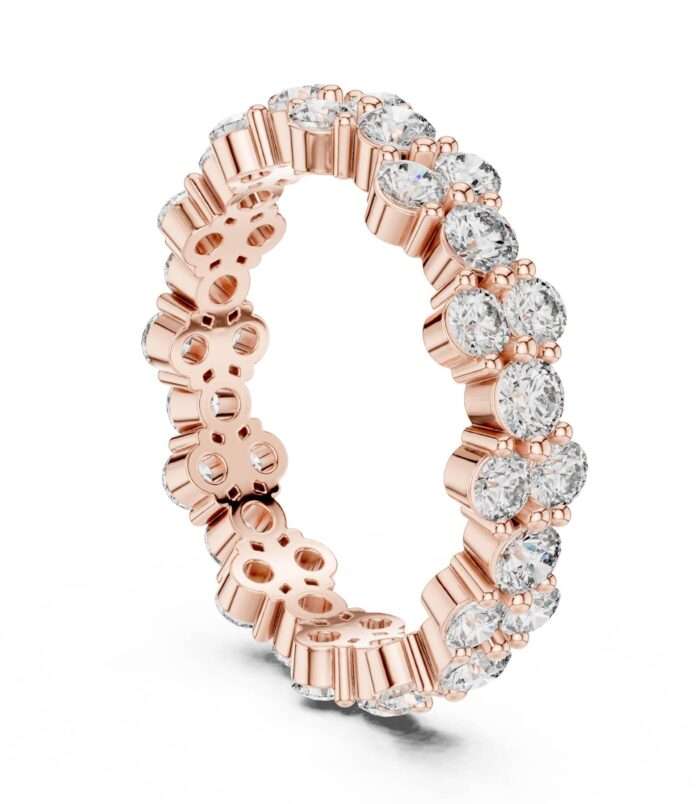 DDLR-210@R-#viwe1 Horizontal Oval Cut Diamond Eternity Band Ring in 18K Rose Gold with Scalloped Setting