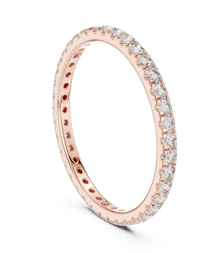 DDLR-212@R-#viwe1 Delicate diamond eternity band in rose gold with round brilliant pavé diamonds