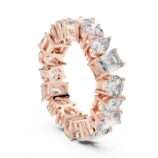 Mixed Cut Diamond Eternity Band Ring with Round, Cushion, Emerald, Radiant, and Pear-cut diamonds in 18K Rose Gold