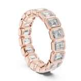 Bezel Set Asscher Emerald Cut Diamond Eternity Band Ring in 18K Rose Gold