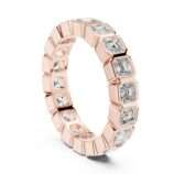 Asscher diamond eternity band in rose gold with bezel set asscher cut diamonds