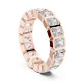 Bezel set princess cut diamond eternity band in rose gold with full bezel settings