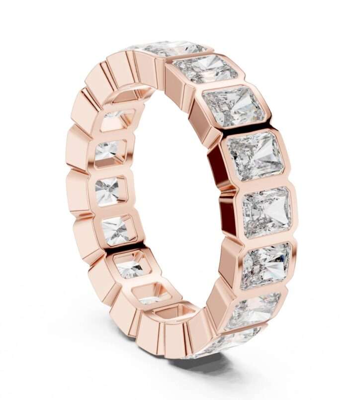 DDLR-222@R-#viwe1 Bezel set princess cut diamond eternity band in rose gold with full bezel settings