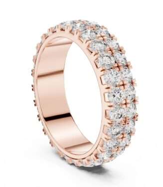 Wide Round Brilliant Diamond Eternity Band Ring in Rose Gold by Diora Jewels