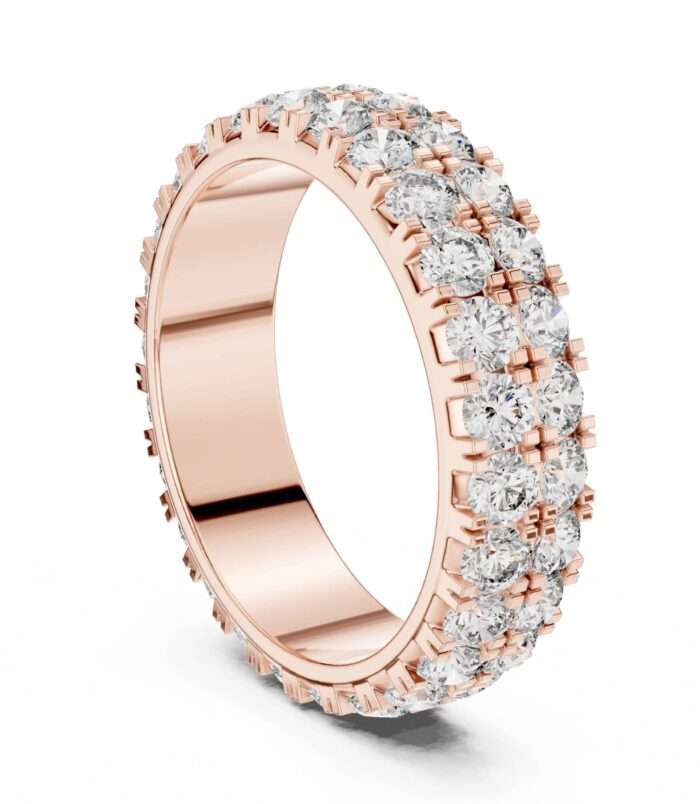 Wide Round Brilliant Diamond Eternity Band Ring in Rose Gold by Diora Jewels