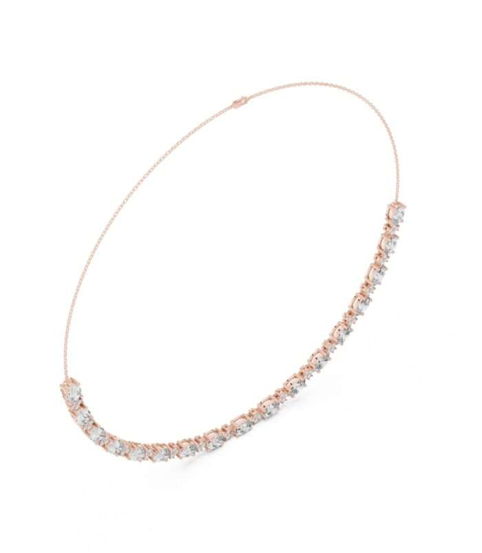 Women Half-Eternity Diamond Collier Necklace in Rose Gold by Diora Jewels