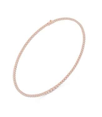 Scalloped Edge Mini-Halo Diamond Eternity Choker in 18K Rose Gold by Diora Jewels.
