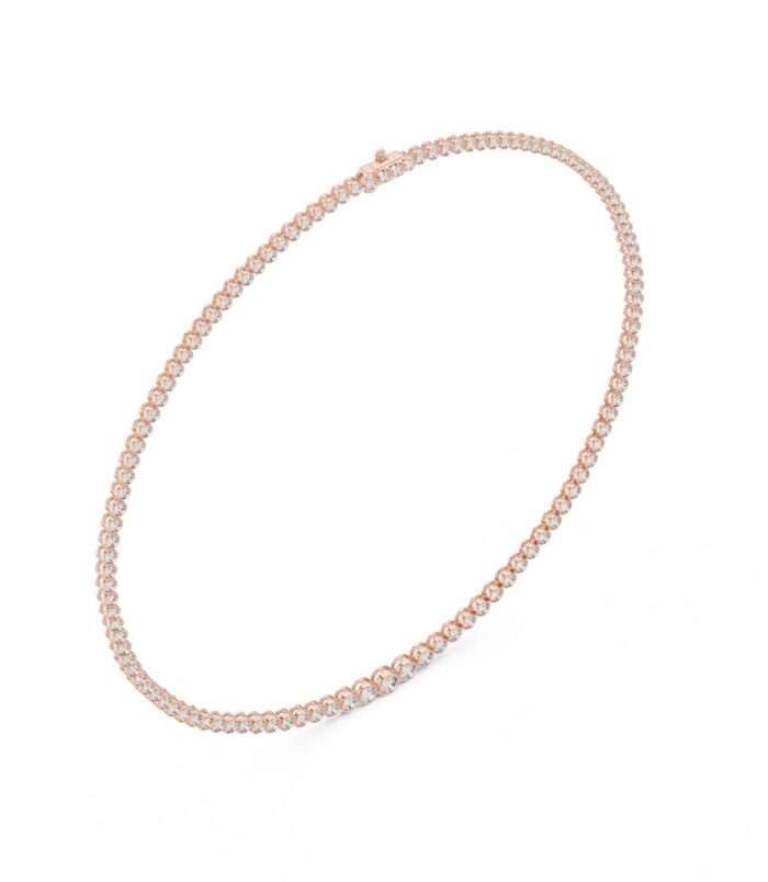 Scalloped Edge Mini-Halo Diamond Eternity Choker in 18K Rose Gold by Diora Jewels.