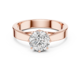 Round solitaire diamond ring in rose gold with brilliant round cut diamond