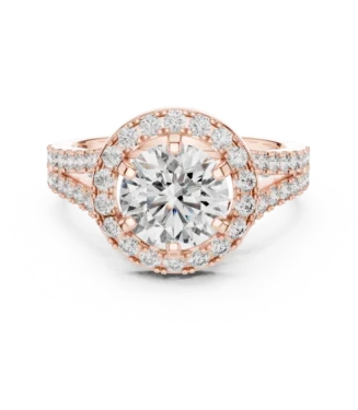 The Rose Gold Round Diamond Double Halo Engagement Ring