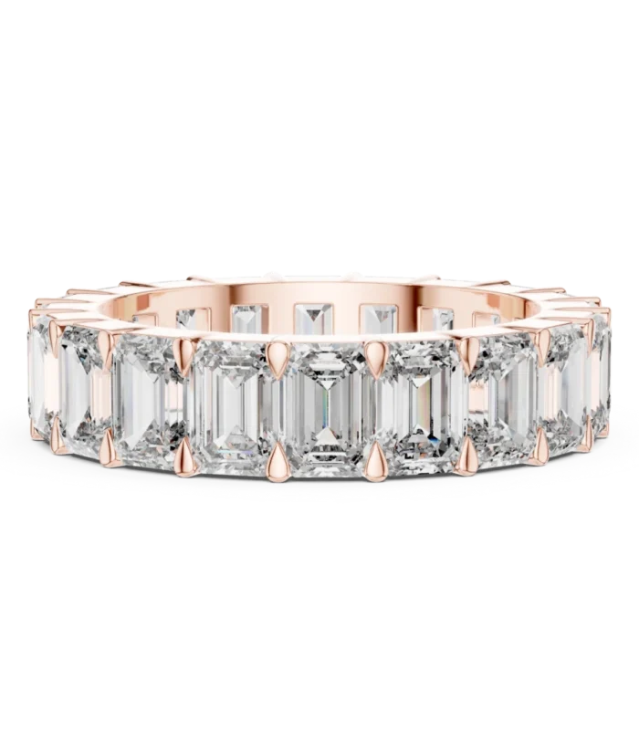 Rose Gold Emerald Cut Diamond Eternity Band