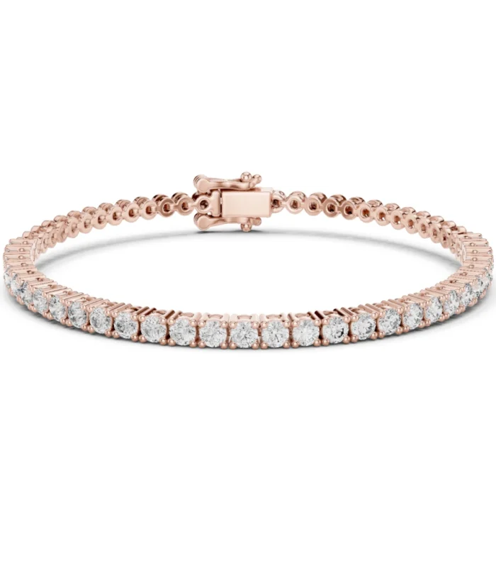 Round Brilliant Cut Diamond Tennis Bracelet in 18K Rose Gold.