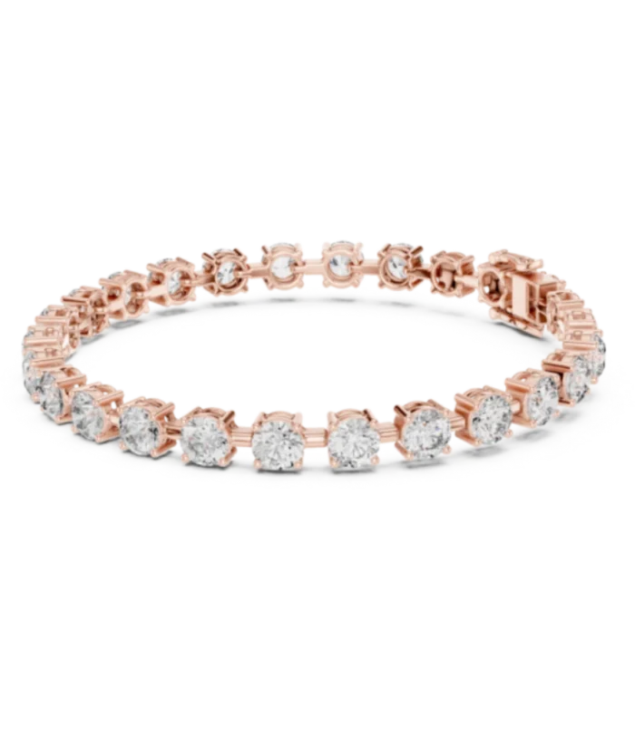 Classic Round Brilliant Diamond Tennis Bracelet in 18K Rose Gold.