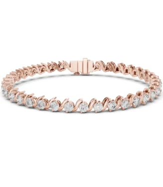 Twisted S-Link diamond bracelet with round diamonds in rose gold