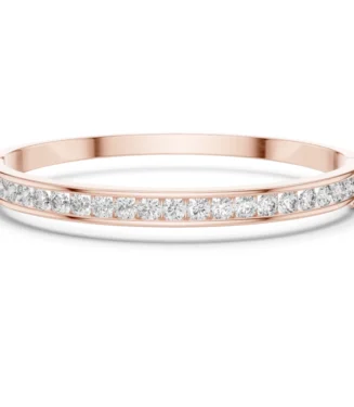Round Diamond Channel Set Bangle in 18K Rose Gold