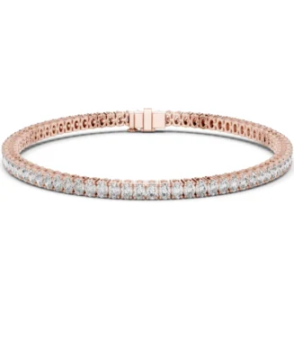 Oval Cut Diamond Eternity Bracelet in Rose Gold featuring continuous oval diamonds with brilliant sparkle.