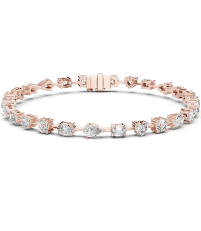 image (34) Mix Fancy Cut Diamond Tennis Bracelet in 18K Rose Gold