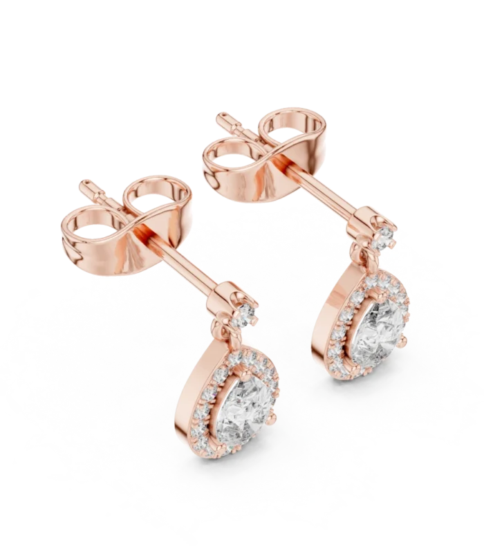 Princess Cut Diamond Square Halo Stud Earrings – Diora Jewels