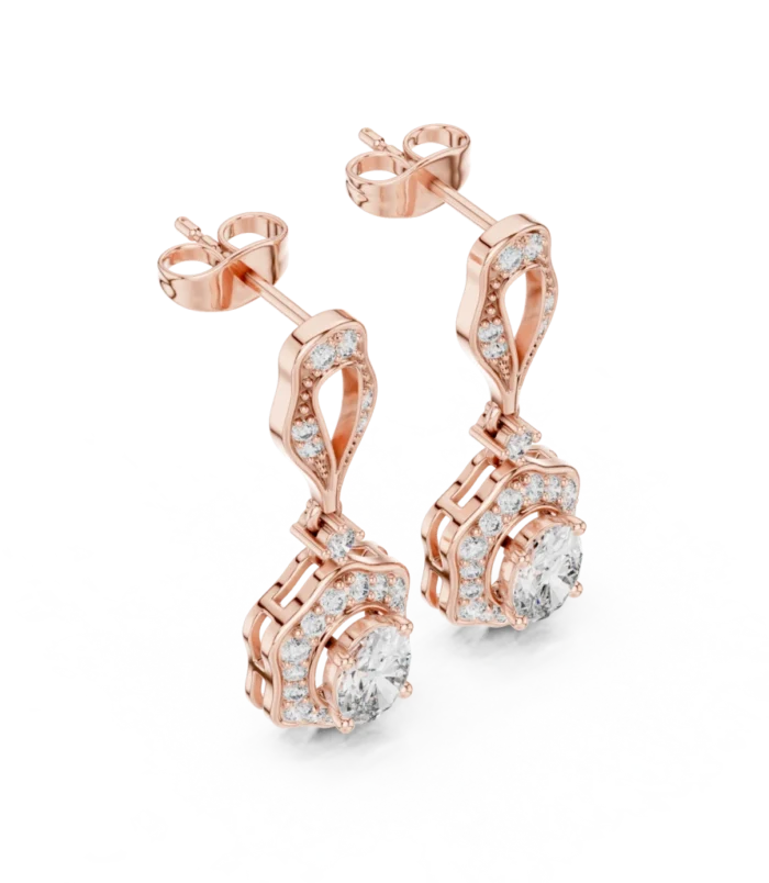 Teardrop Openwork Diamond Dangle Earrings in 18K Rose Gold – Diora Jewels Teardrop Openwork Diamond Dangle Earrings in 18K Rose Gold – Diora Jewels