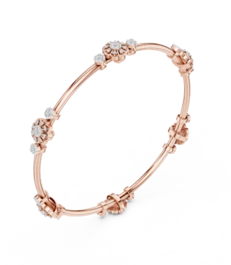 Rose gold diamond floral knot bangle side view fine diamond bracelet