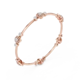 Rose gold diamond floral knot bangle side view fine diamond bracelet