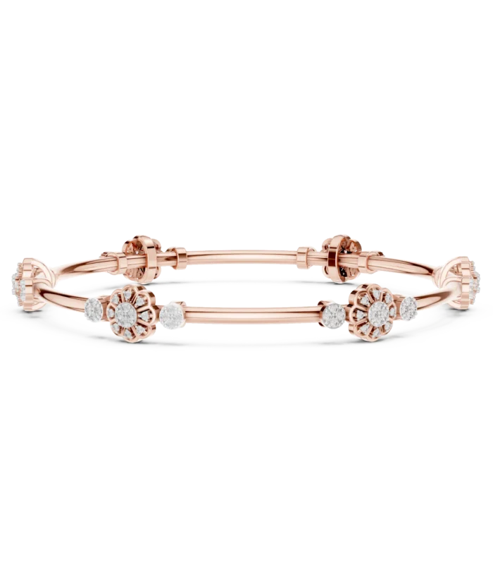 Rose gold diamond floral knot bangle luxury diamond jewellery