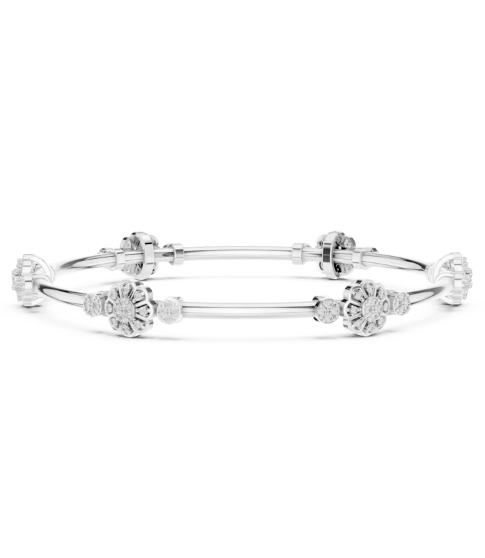 White gold diamond floral knot bangle elegant diamond jewellery