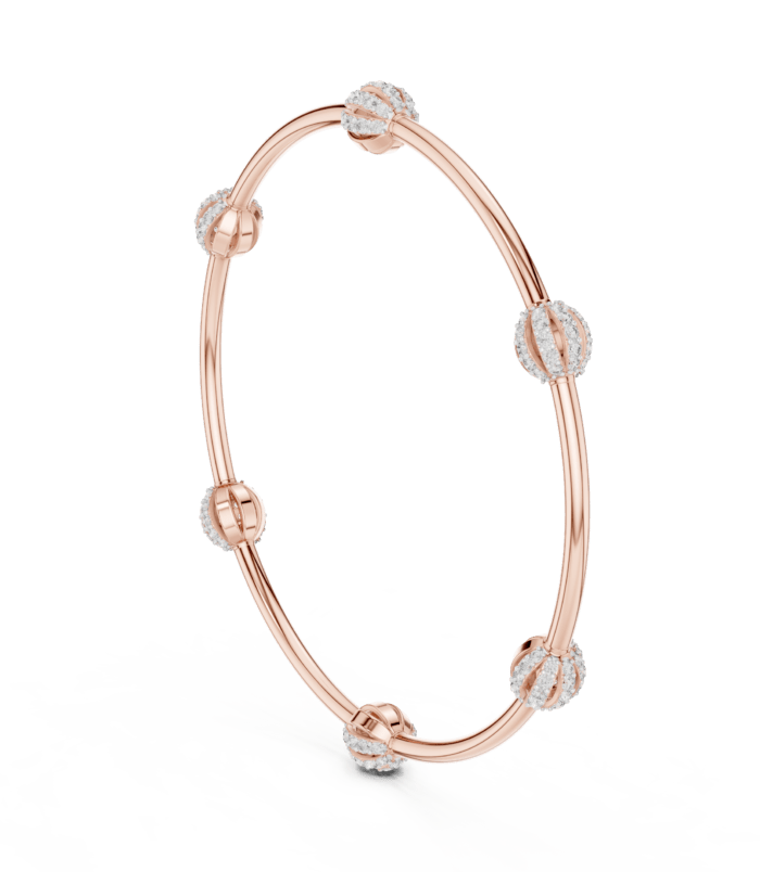 Rose Gold Diamond Pave Ball Bangle – Diora Jewels.