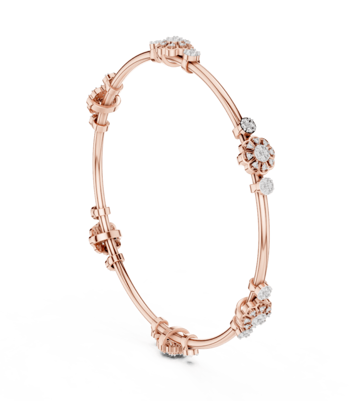Diamond Floral Knot Bangle in Rose Gold – Diora Jewels.
