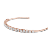 Rose gold oval cut diamond tennis open bangle with continuous diamond row