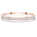 Rose gold channel-set round diamond bangle featuring sleek rows of securely set sparkling diamonds.