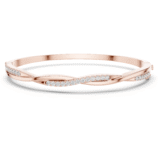 Rose gold diamond twist bangle with elegant twisted design and diamond accents