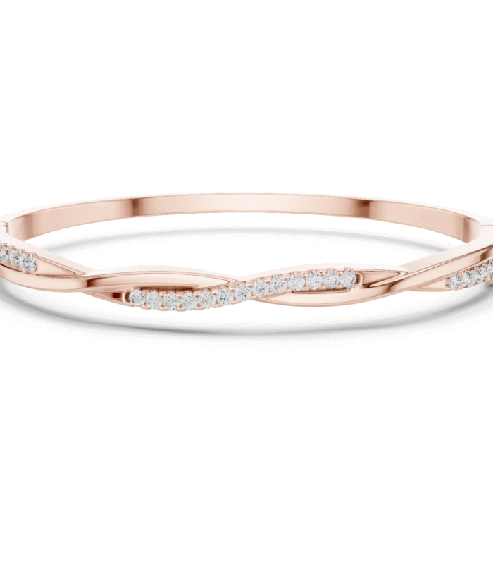 Rose Gold Diamond Twist Bangle Rose gold diamond twist bangle with elegant twisted design and diamond accents