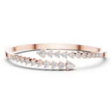 Rose gold channel-set round diamond bangle featuring sleek rows of securely set sparkling diamonds.