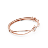 Rose Gold Baguette and Pave Diamond Bangle with central baguette diamonds and pave-set round diamonds