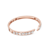 Rose Gold Open Channel Diamond Line Bangle with channel-set diamonds and prong-set accent diamonds